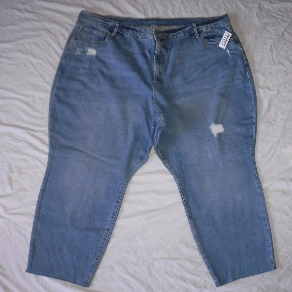 NWT Lot of 2 Old Navy High Rise Curvy OG Straight Distressed Jeans Plus sz 30